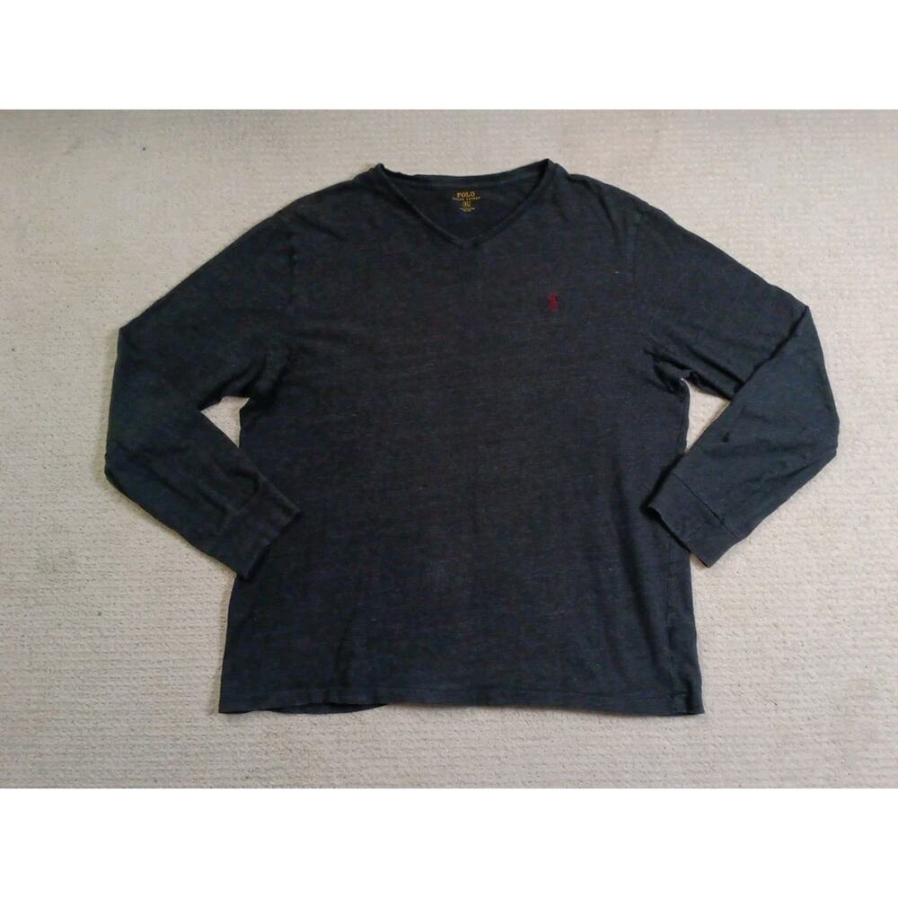 Polo Ralph Lauren Long Sleeve Shirt Mens XL Dark Gray With Red Pony